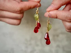 Pomegranate Seed Earrings Red glass Drop Earrings Fruit Earrings Food Earrings Gift for Her