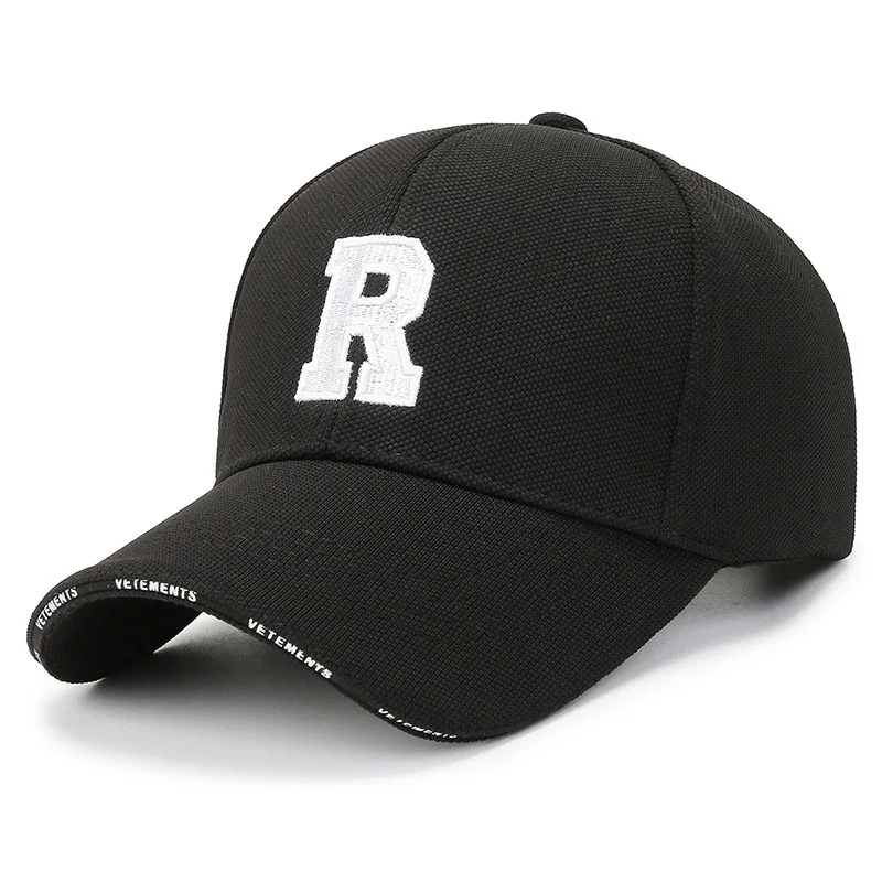 Gorra de béisbol clásica de algodón para hombre y mujer, gorro con bordado de letras R, sándwich, ajustable, para deportes al aire libre