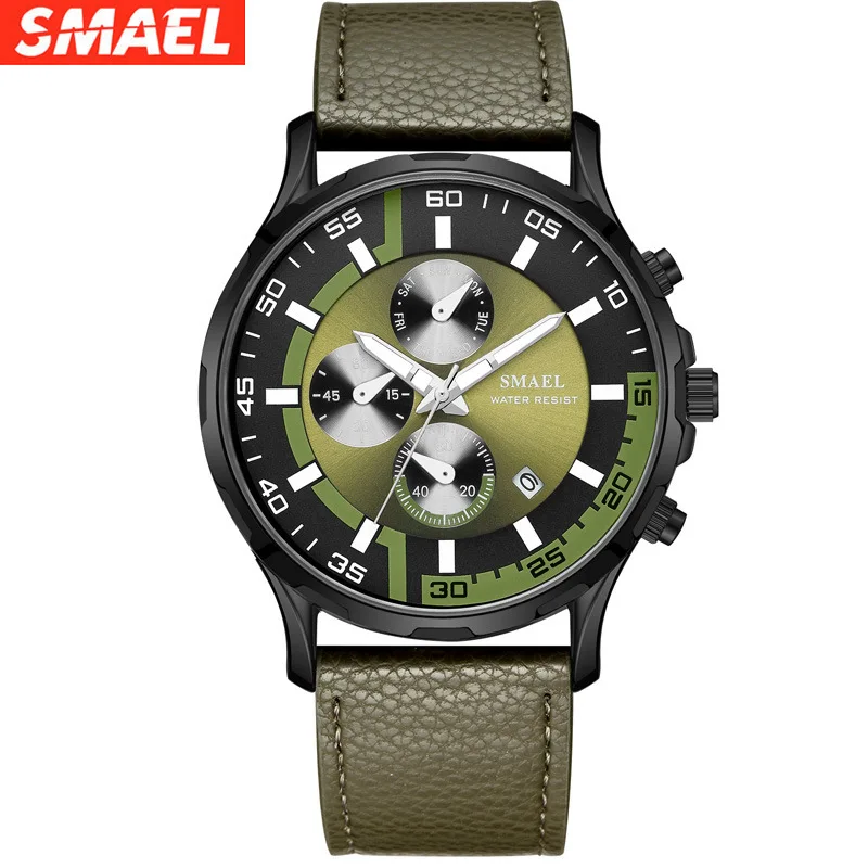 Smael Trendy Waterproof Multifunctional Quartz Watch Business Simplicity Calendar Men's Watch Belt Watch
