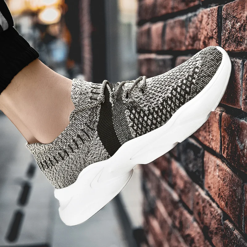 

Men Running Shoes Lace-Up Mesh Light Walking Sneaker Fitness Sport Flats Comfortable Breathable Black Size 37-45 Loafers
