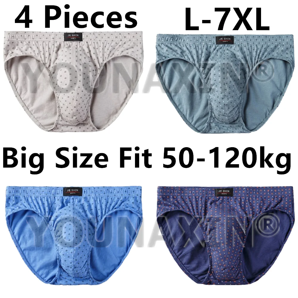 4 Pcs Men's Big Size Underwear Briefs Knickers Boy Panties Middle-aged And Elderly Cotton Undies L XL 2XL 3XL 4XL 5XL 6XL 7XL