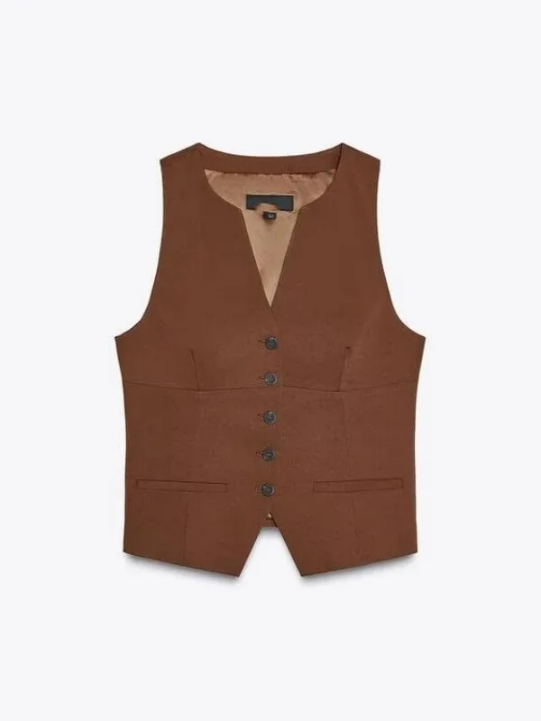 

Spring Summer 2025 Women's Commute Slim Fit Vest Single ket Svel V-Ne Tank Top Polyester Fiber Regular Thin