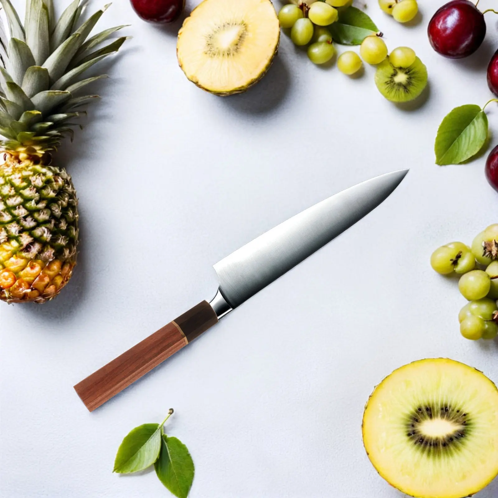 

Восьмиугольная рукоятка из коричневого дерева для ножей: замена рукоятки для японских поварских ножей (суши, сантоку, гюто, накири)