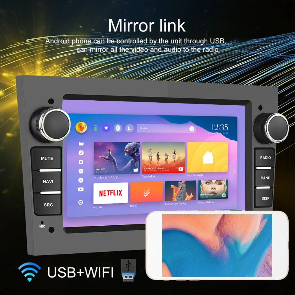 

Black Android Autoradio Dual-System-Mirror-Link Real-Time CANBUS Connection Unterstützt Freisprechan 1+32G