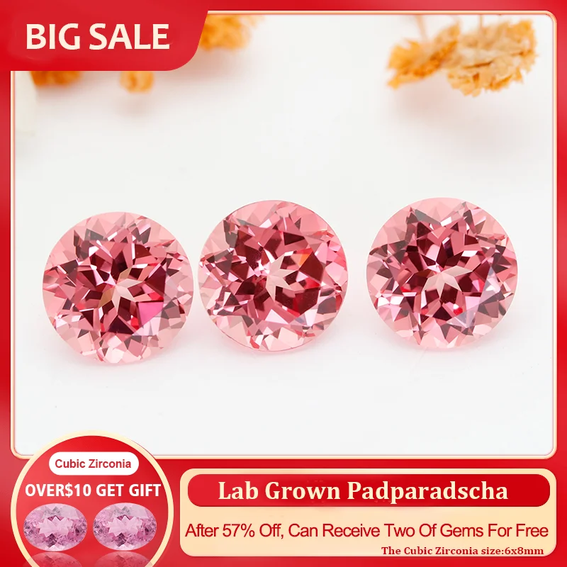 

YinZheng Czochralski Lab Grown Padparadscha Round Provide AGL Certificate Cultivate Padparadscha Sapphire For Making Jewelry