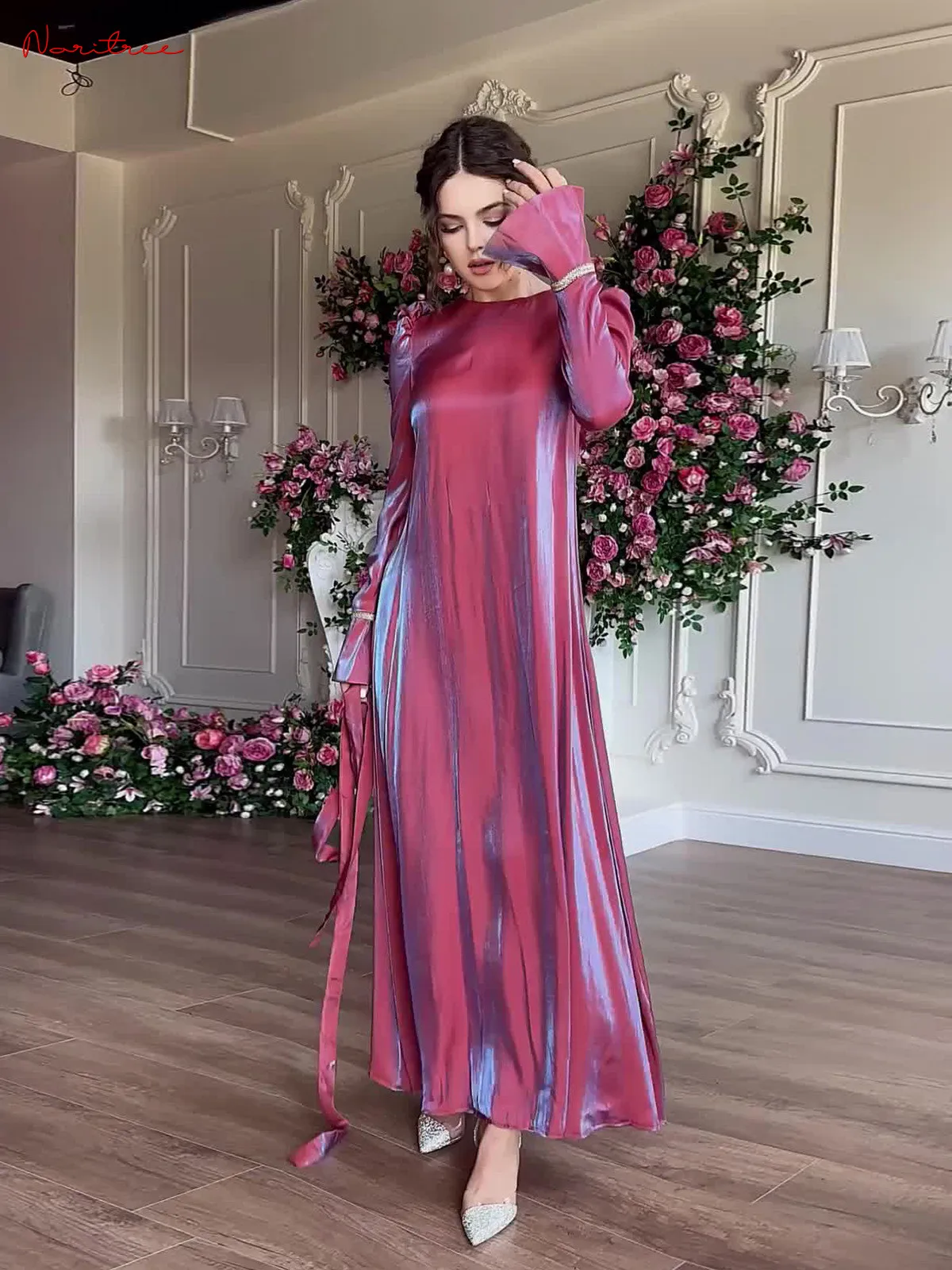 Ramadan Eid Fashion Shiny muslim dress muslim Abaya Muslim Dress female big swing Islamic Kaftan Robe Musulman Abayas wy1887