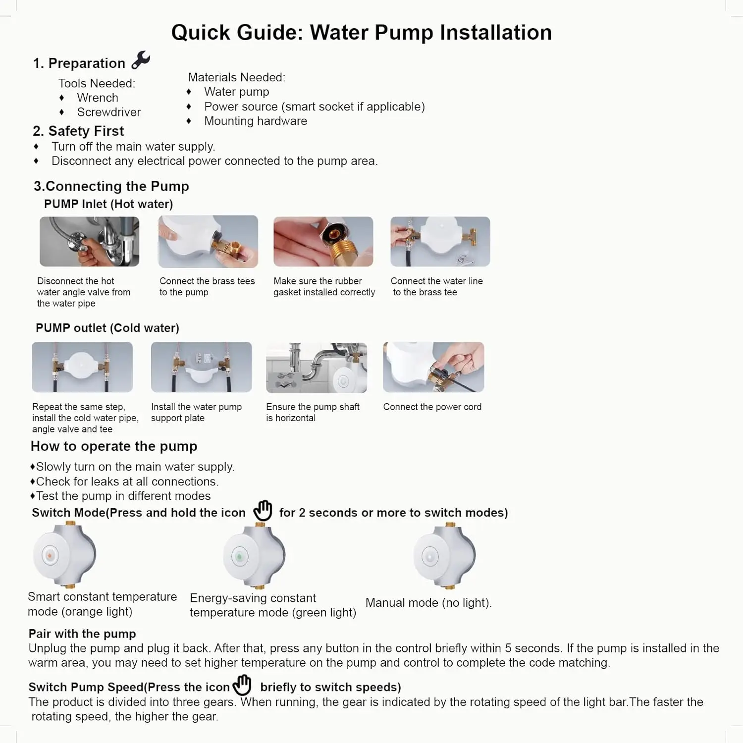 Instant Hot Water Recirculating Pump System NSF/ANSI 61 & 372 for Tanked, Tankless Water Heater 3 speed Bulit-in Thermosta