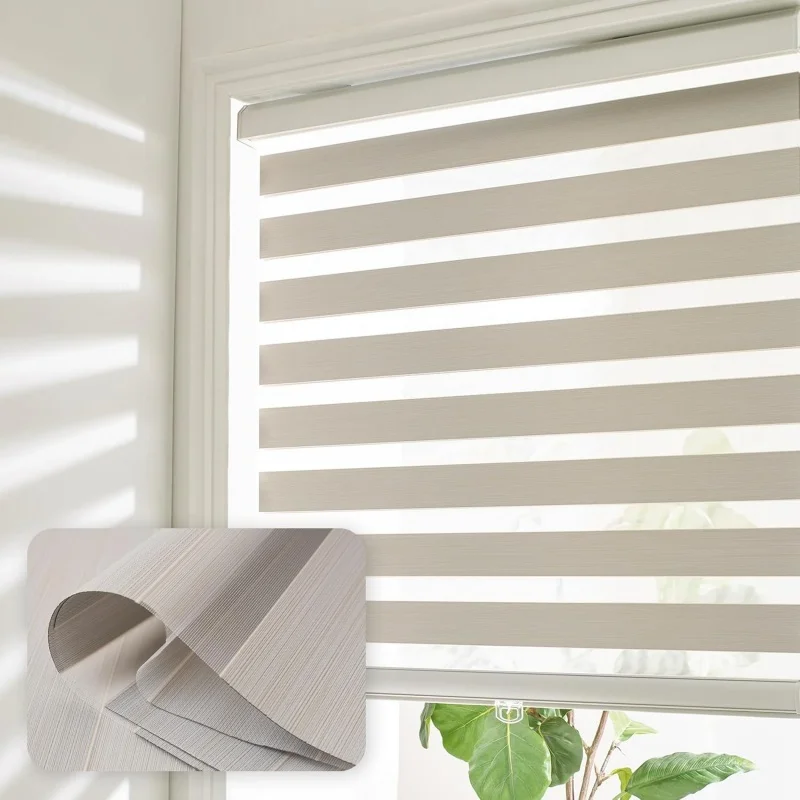 

Popular North American Market Durable Polyester Fabric Uv Protection Safety Design Manual Cordless Zebra Shades For Window