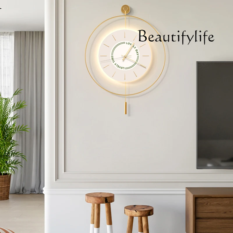 R Quiet Unique Wall Clock Round European Office Round Wall Clock Yellow Golden Metal Relogio Digital De Mesa Room Decoration