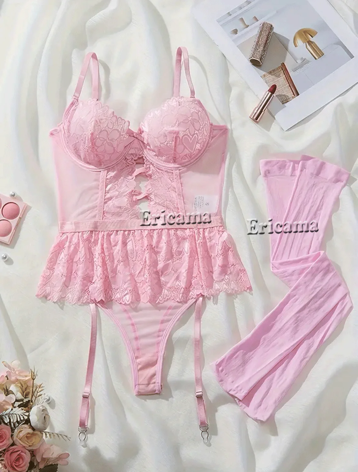Sexy Bra And Panty set Exotic Costumes Sensual Transparent Lace Erotic Apparel Porn Goth Mesh Sex Outfit Top and Briefs
