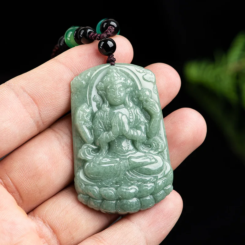 Natuurlijke A-klasse Jadeïet Bean Zaad Duizend Hand Guanyin Jade Hanger mannen Ketting vrouwen Charms Sieraden Drop Shipping