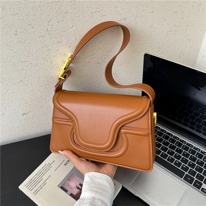 Top Brand Underarm Handbag Sling Purse Pure Pu Leather Envelope Famous Designer Shoulder Bag Versatile Crossbody Bag Brown