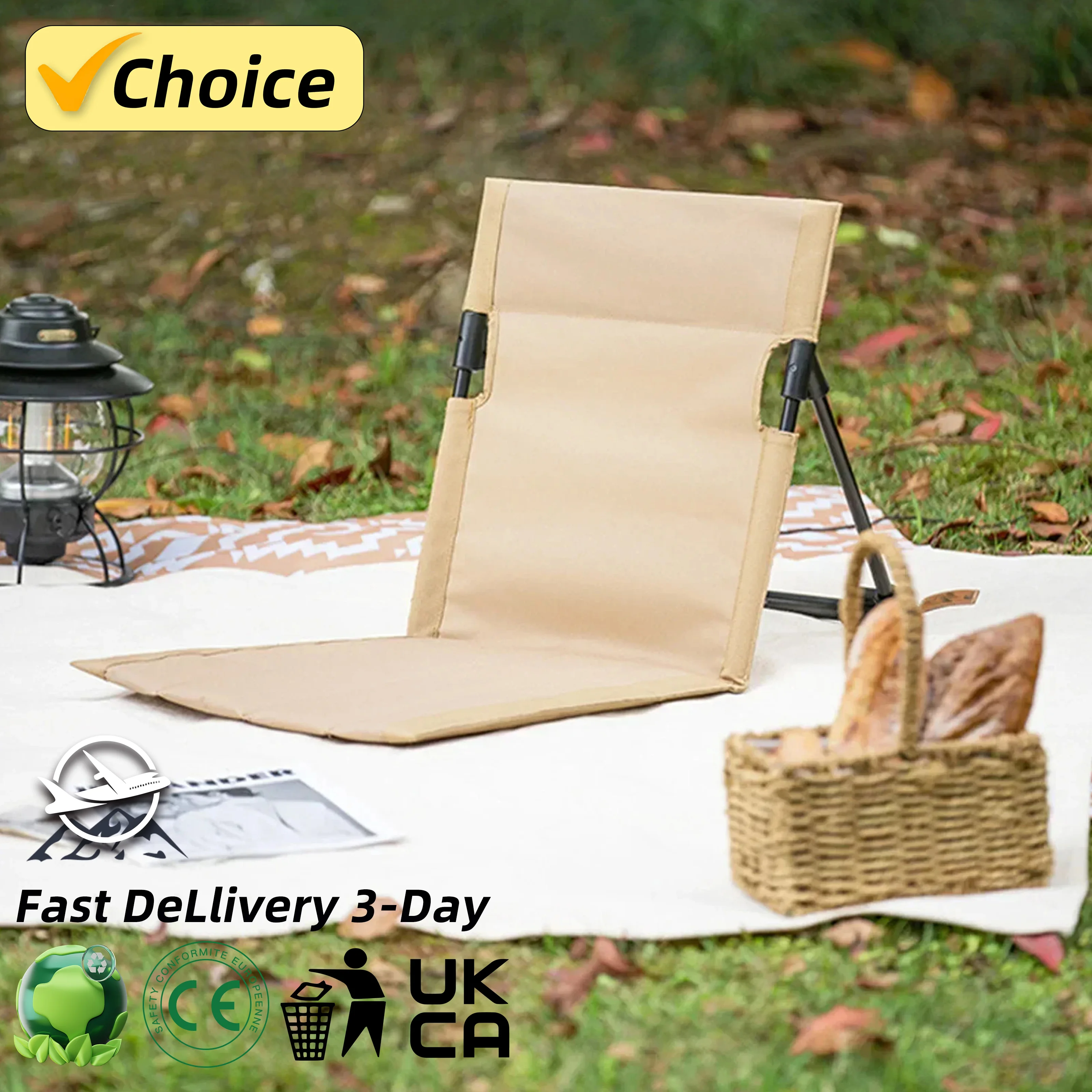 Beach Chair Outdoor Easy Recliner Camping Lightweight Folding Leisure Chair Lazy Lawn Cushion Beach Park Portable Chair