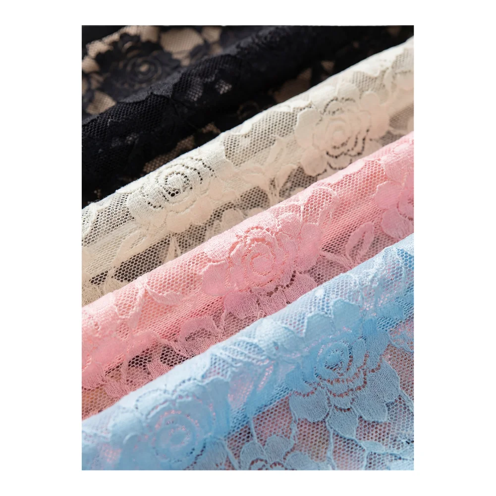 Polyester Blend Elastic Triangle Briefs Shorts For Mens Floral Lace U Pouch Panties Sexy See Through Underwear