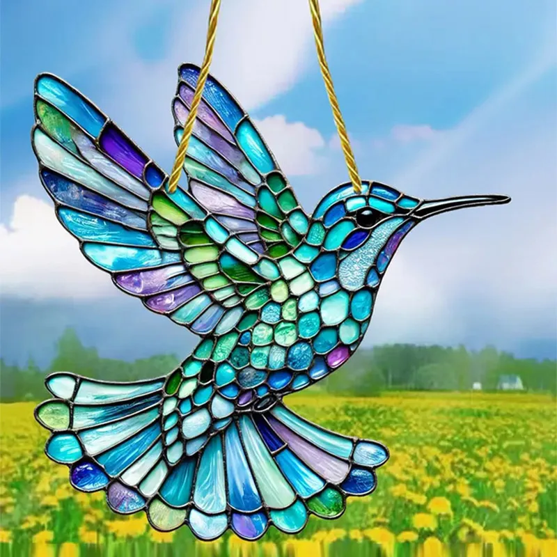 Painted Bat Acrylic Pendant Halloween Home Garden Decoration Sun Catcher Hanging Pendant Bedroom for Office Desktop Decoration