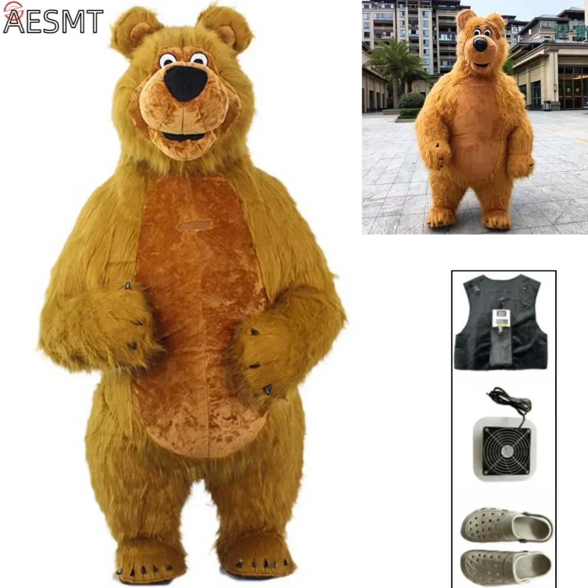 

260cm Inflatable Brown Bear Costume Clothing Cartoon Plush Adult Cosplay Mascot Carnival Event Decoration and Promotional