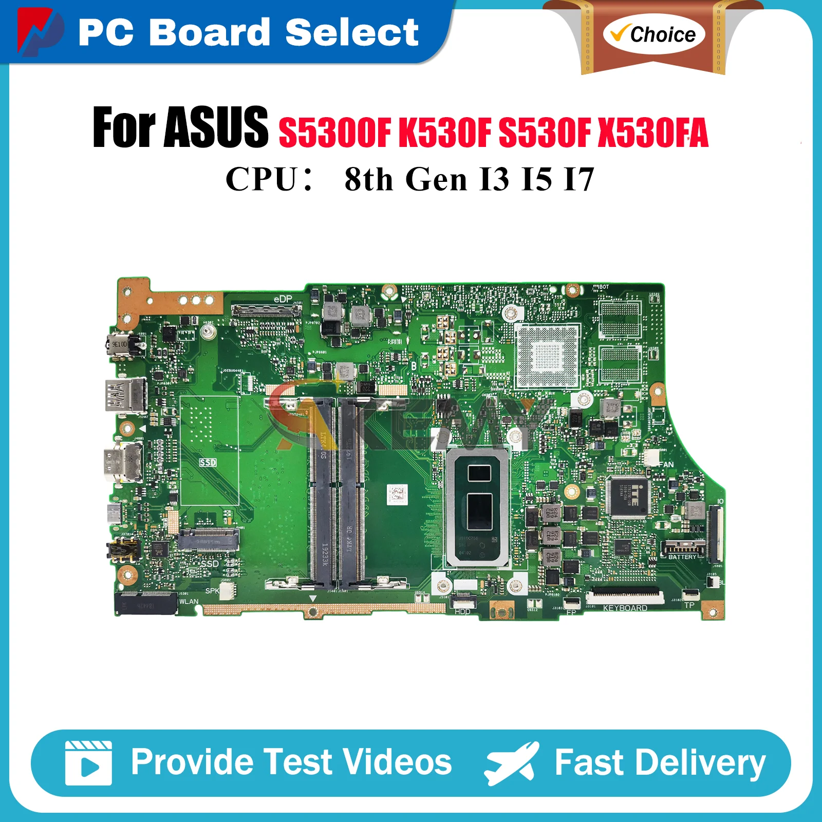 

X530FA Laptop Motherboard For ASUS VivoBook X530UN X530F K530F X530UA S530F S5300F X530FA X530FN Mainboard With I3 I5 I7 CPU stk