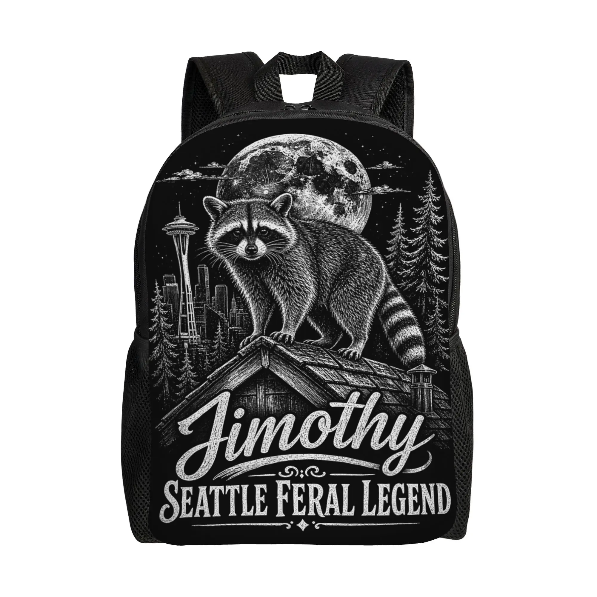 Jimothy Seattle Raccoon Feral Legend Urban Wildlife Backpack  Casual Backpacks Women Sport High School Bags Designer Rucksack