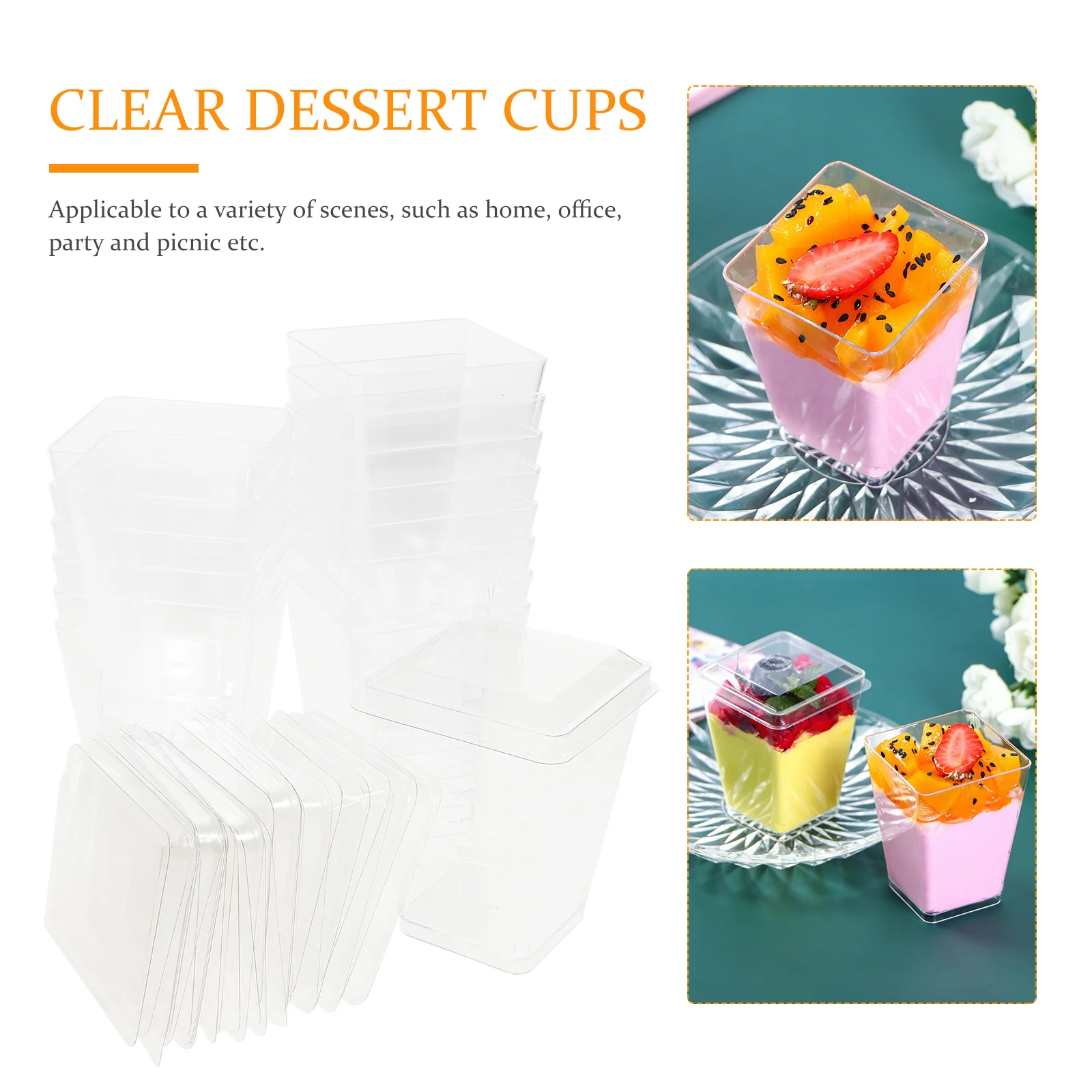 

50Pcs Clear Dessert Cups Transparent Tiramisu Cups Delicate Portable Household Multi-Function Party Supplies Pudding Mousse Cup