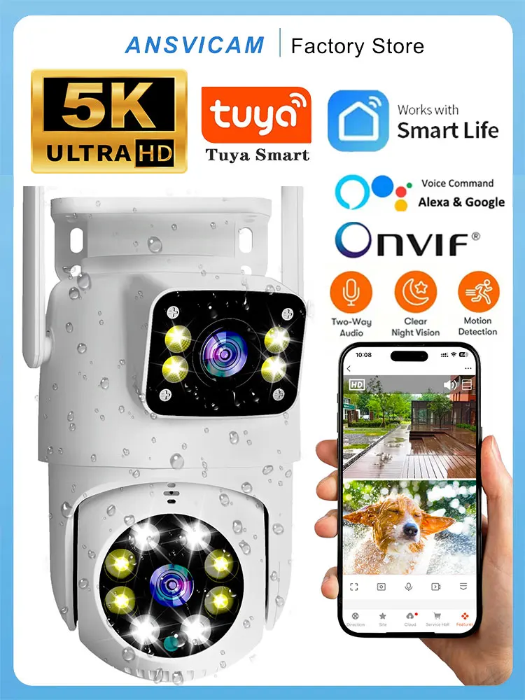 ANSVICAM 5K 10MP Tuya PTZ Wifi Camera Buiten Full HD Dual Len IP-bewakingscamera Ai Human Auto Tracking Beveiligingsbescherming - afbeelding 2