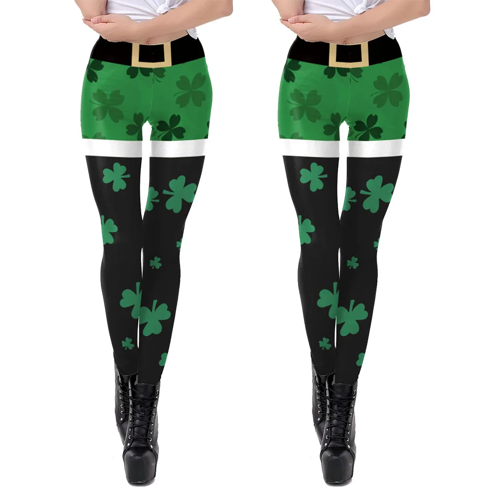

Festival Shamrock 3D Printing Leggings Size L High Waist Butt Lift Workout Fitness Running Yoga Pants Women Yoga Pants