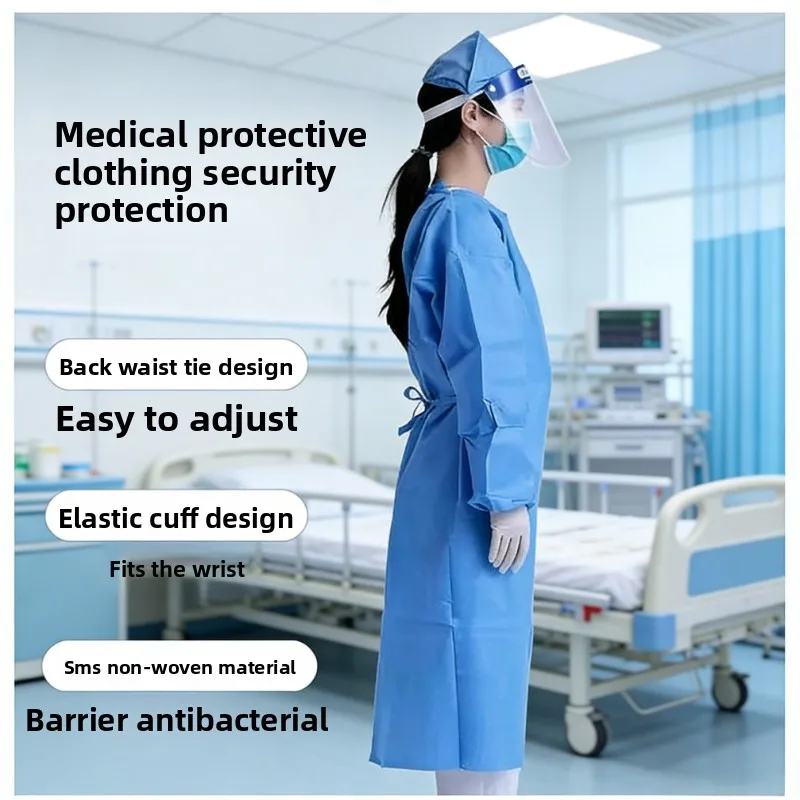 

Disposable hospital medical protection, lab clean clothing, 10 pcs anti-sputtering dust-proof non-woven isolation gown