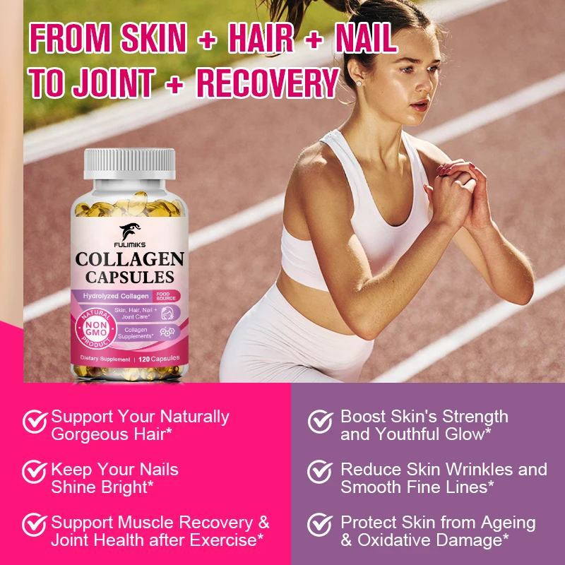 Collagen Biotin Capsules for Extra Strength Boost Hair, Skin and Nails Improve Skin Texture Hair Growth Follicle Repair