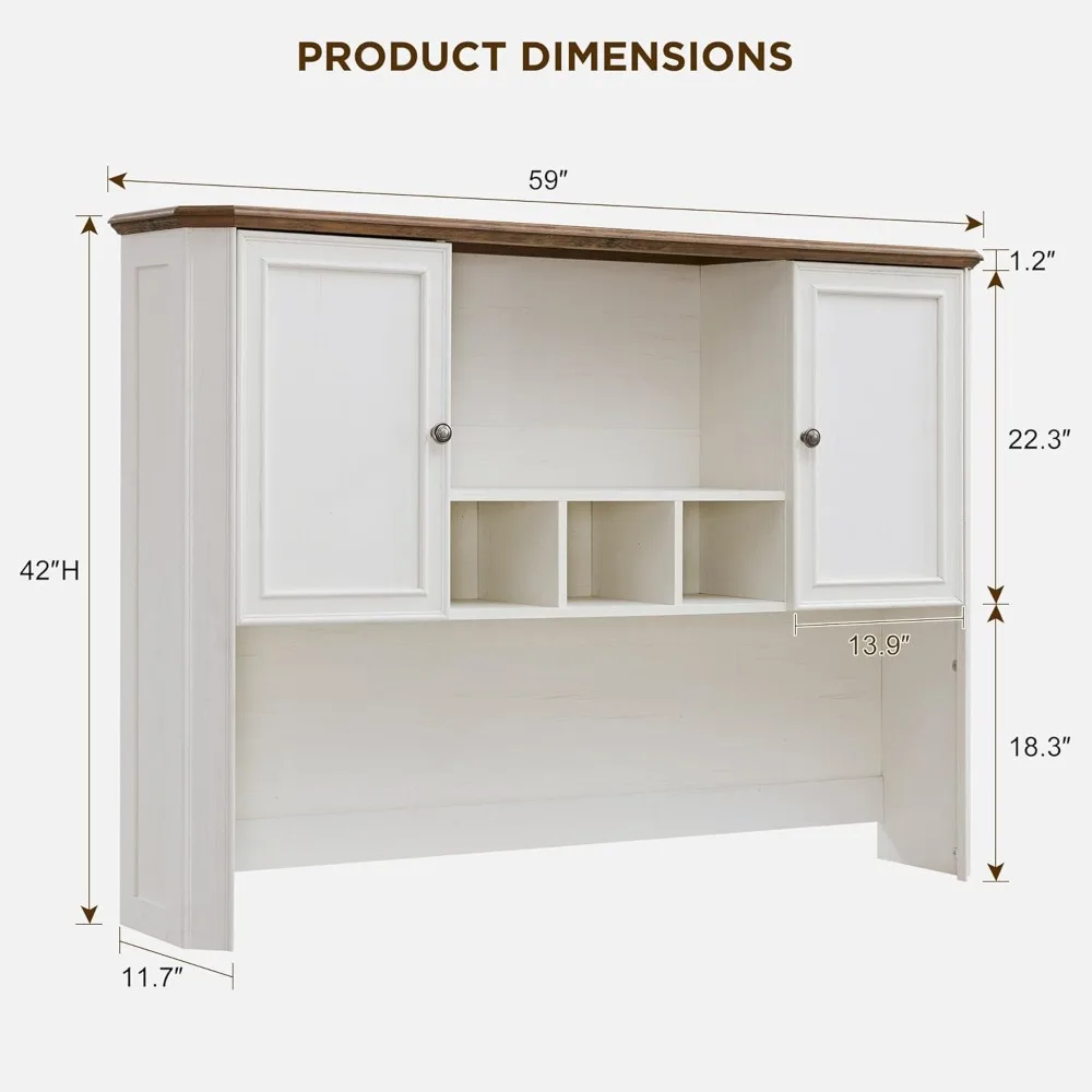 مكتب المزرعة من سلسلة VSC مع مساحة تخزين كبيرة، متطابق مع قبعة مكتب المكتب المنزلي باللون الأبيض العتيق #2