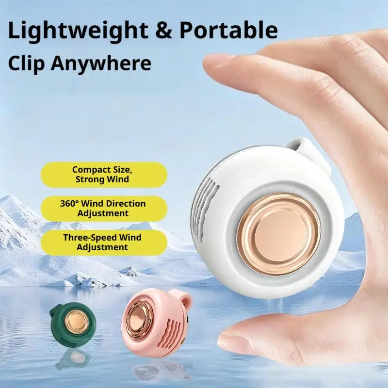 Mini Clip On Fan Portable Waist Hanging Neck Fans Hands Free USB Personal Air Cooler Wearable Pocket Fan for Travel Camping image 3