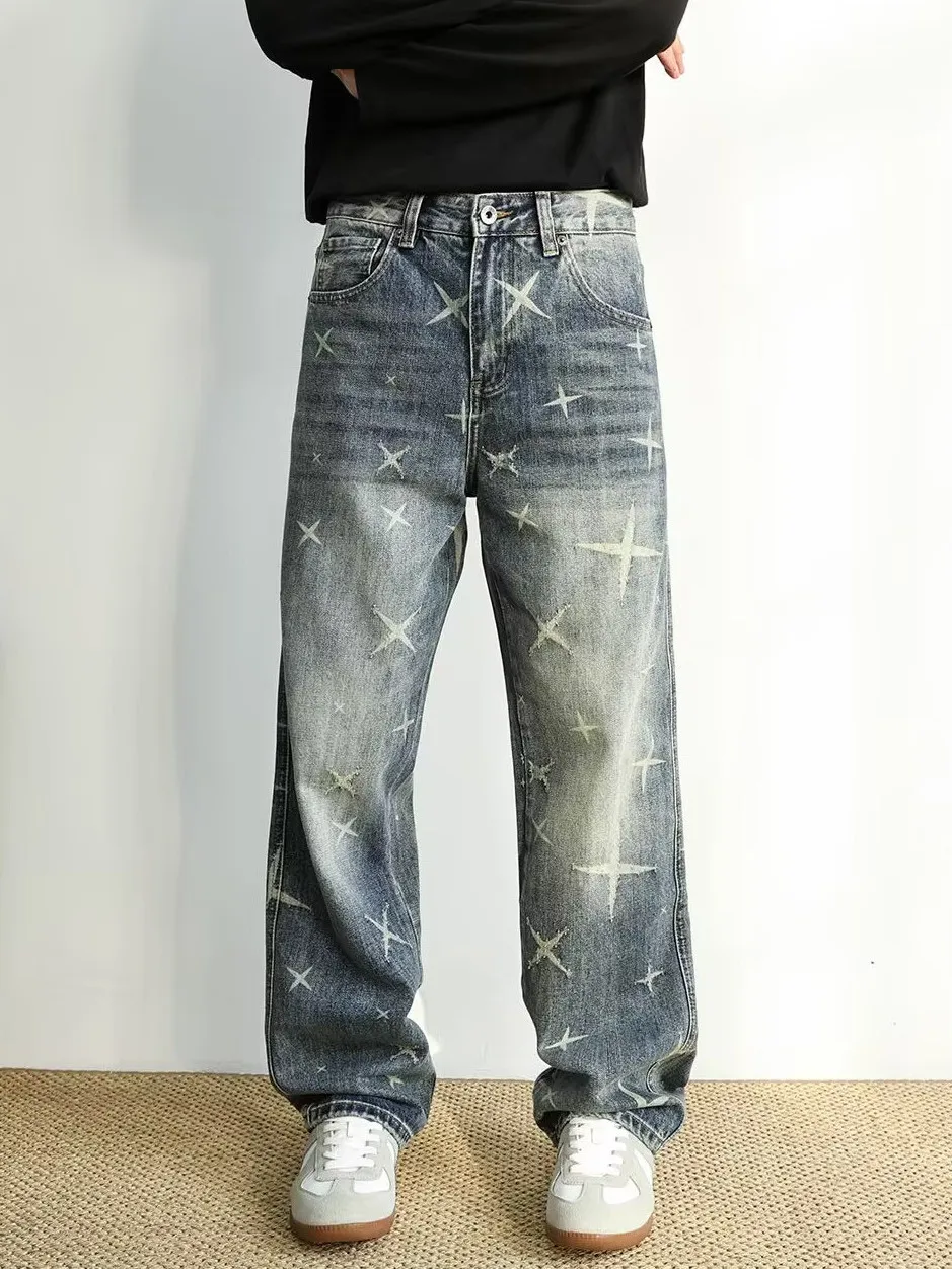 

Waed American High Street прямые джинсы мужские осенние новые свободные модные брендовые крутые уличные повседневные джинсовые брюки