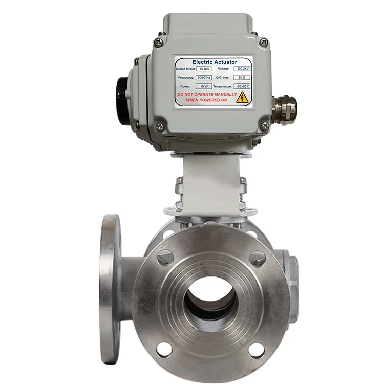 SONGO DN200 8 inch 3 Way L Port 110V DC Flange Type CF8M Stainless Steel electric Motorized Ball Valve