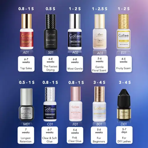 Gollee-pegamento para extensión de pestañas, 5ml, 0,5 segundo, secado rápido, pegamento para extensión de pestañas postizas, imprimación de pegamento para pestañas Gollee Super Bonder