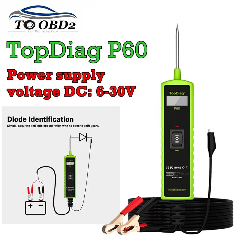 Newest Topdiag P60 Topdiag P55 Automotive Power Circuit Probe Tester 6V-30V Battery Tester Auto Diagnostic Tool