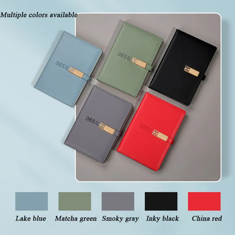 A5 Business Notebook Imitation Leather Wireless Adhesive Water And Wear Resistance Work Notebook with Buckles And Streamers