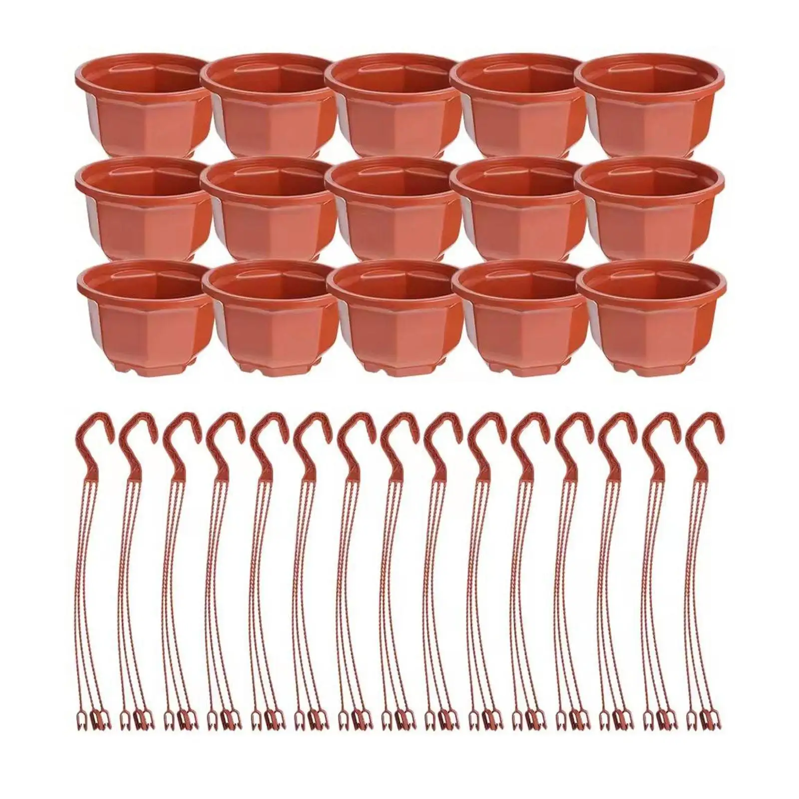 15Pcs Hanging Planters Plant Holder Decorative Octagonal with Drainage for Living Room Balcony Gardening Indoor Outdoor Porch