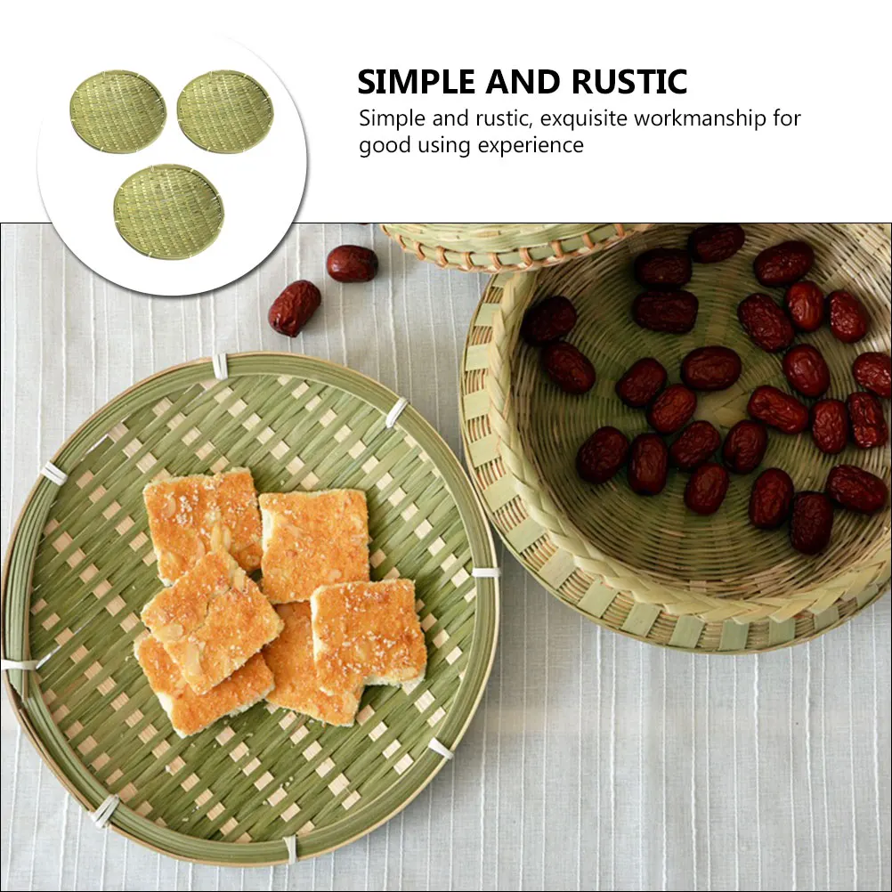 

3 Pcs Kitchen Supply Breakfast Tray Storage Woven Kitchen Decorative Bread Basket Fruit Vegetable Snack