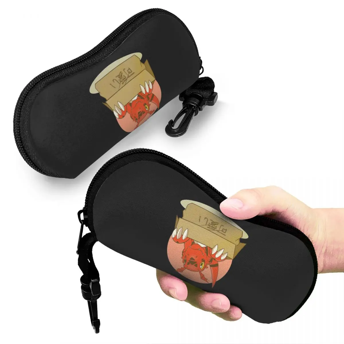 

Guilmon In The Box Digimon Classic Shell Glasses Case Protector Sunglasses Box Women Men Soft Eyeglasses Bag Pouch