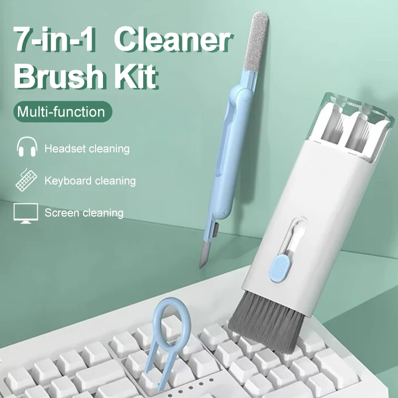 7-in-1 Computer Keyboard Cleaner Brush Kit Earphone Cleaning Pen For Headset iPad Phone Cleaning Tools Cleaner Keycap Puller Kit