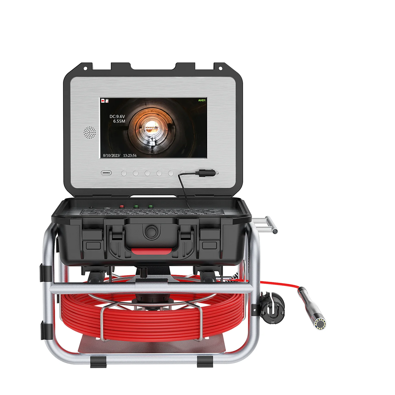 Pipe Inspection Camera 10 Inch IPS Sewer Pipeline Endoscope and Self-Leveling 512HZ Locator Video+Audio Recording+Meter Counter