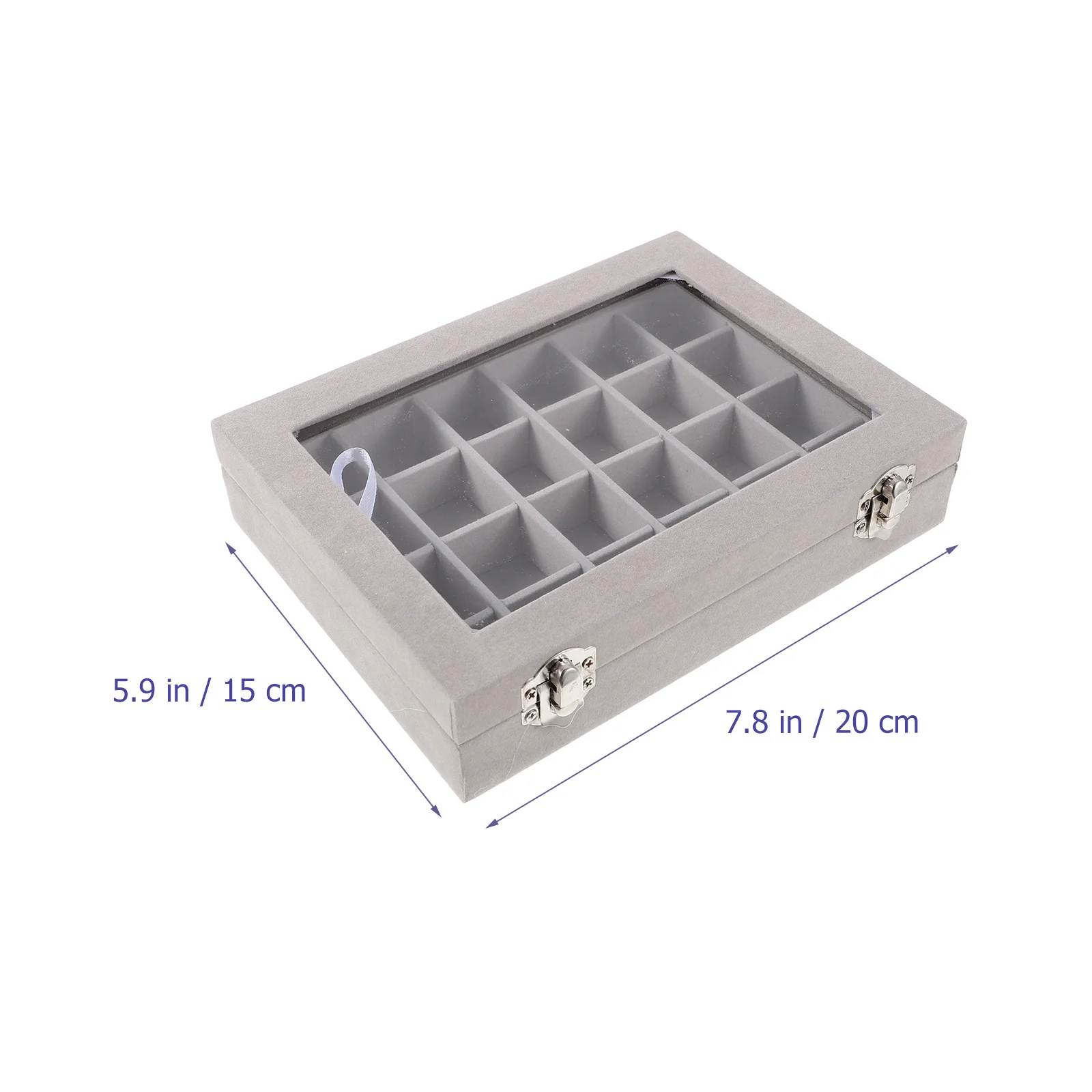 

24 Grids Jewelry Storage Box Lidded Earring Organizer Necklace Bracelet Holder Clear Window Scratch Resistant Space Saving