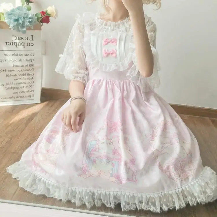 Robe Japonaise en Dentelle à Volants et Nministériels d pour Femme, Style Lolita Doux, Kawaii, Nouvelle Collection Été