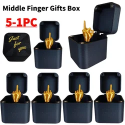 5-1PC Middle Finger Gifts Box Funny Middle Finger Surprising Joke Toy Creative Spoof Hand Gesture Gag Gift for Home Office Decor