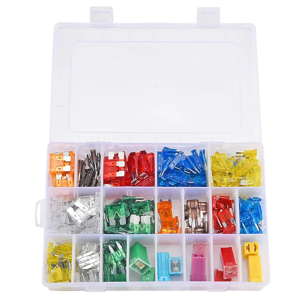 250PCS Blade Fuses Assortment Kit,Mini&Standard/Low and Tall Profile Box Shaped Assorted Fuse,High-Type Box Fuses