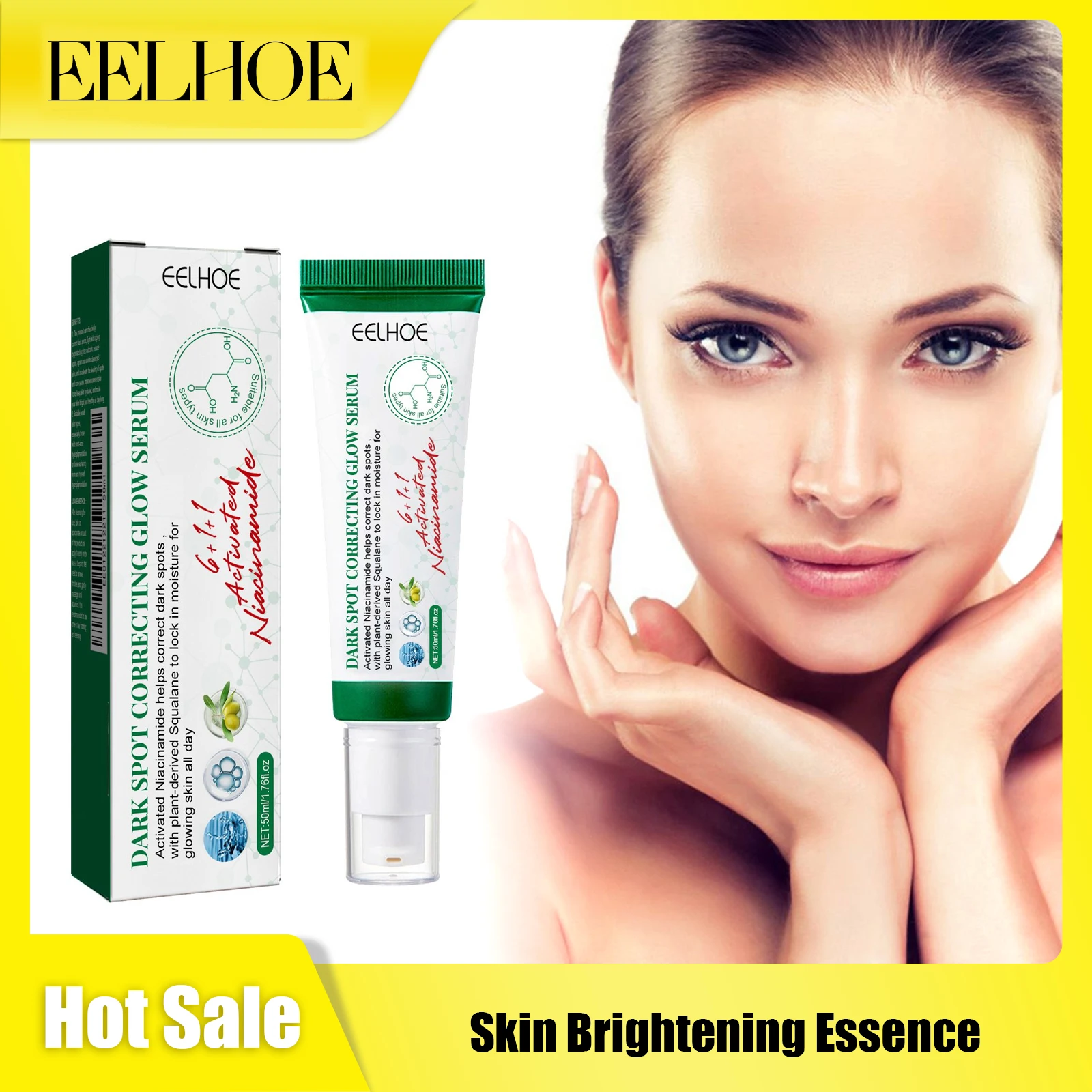 

EELHOE Nicotinamide Facial Brighten Essence Firm Shrink Pore Reduce Fine Line Improve Dullness Remove Sp-ots Skin Wh-ite Essence
