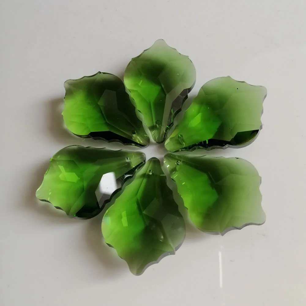 

Camal 5Pcs 38*26mm Maple Leaf K9 Crystal Green Drop Pendants Beads Lamp Chandelier Prisms Parts For Lighting Making DIY Crafts