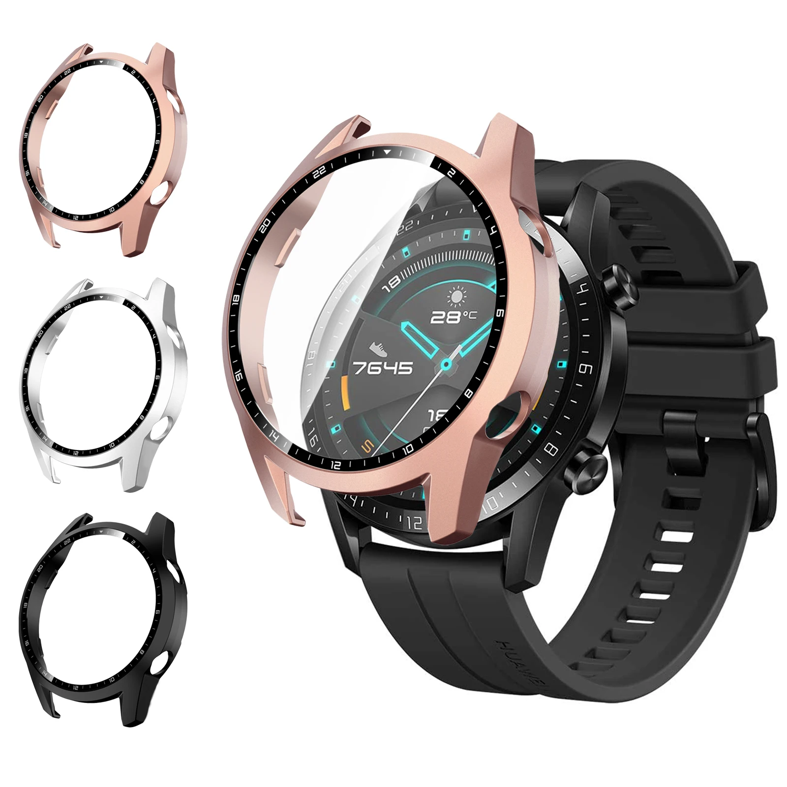 สำหรับ Huawei Watch Gt 2 46Mm ป้องกันกระจกนิรภัย PC สำหรับ Huawei Gt2 46มิลลิเมตร protector กันชนกรณี