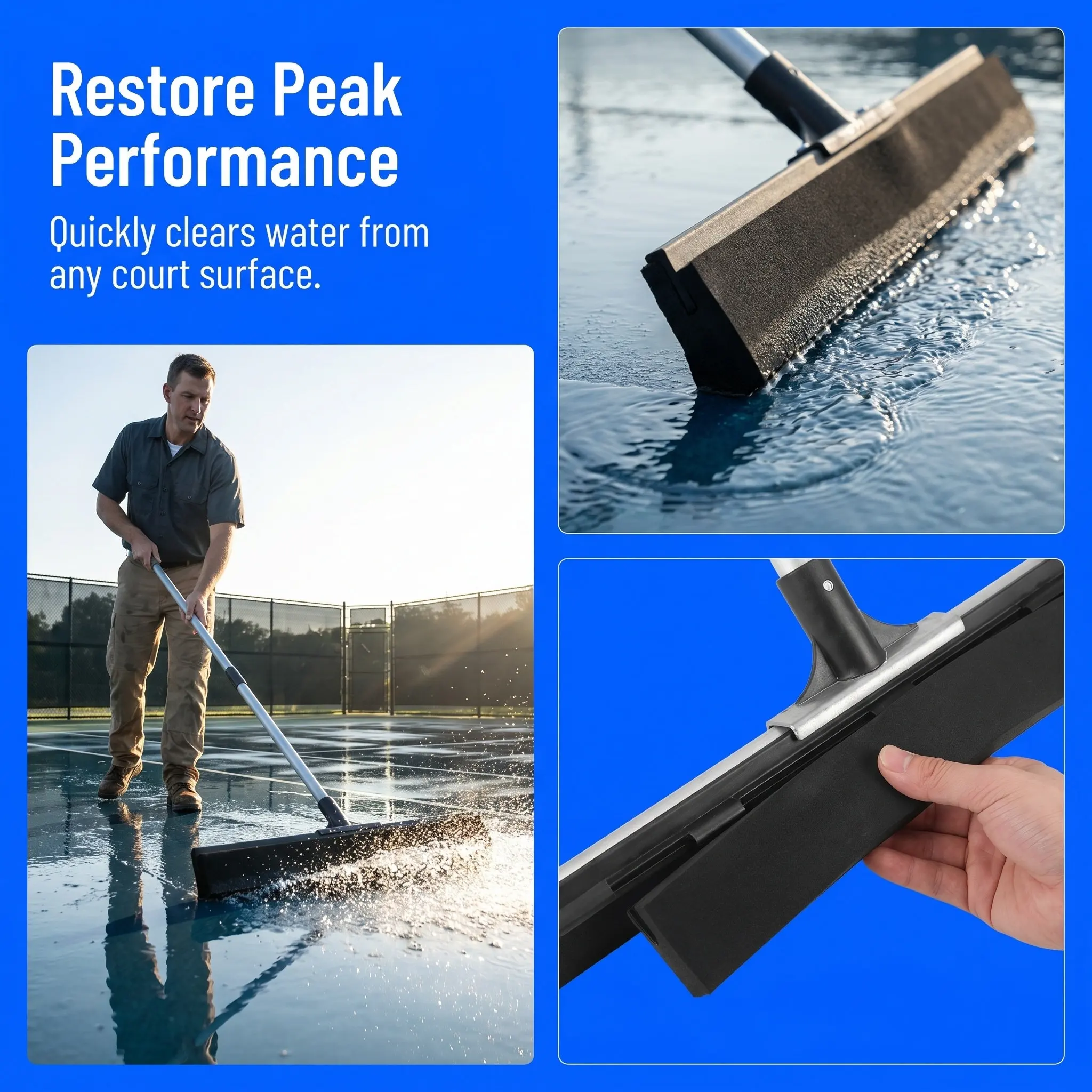2Pcs Tennis Court Squeegee Sponge Blade Floor Replacement for Heavy Duty Water Clearing on Artificial Turf and Sports Floors