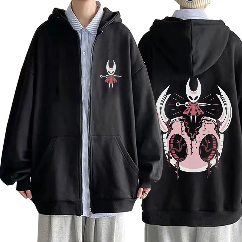 

Game Hollow Knight Graphic Print Zipper Hoodie Men Women Clothing Fashion Casual Oversized Zip Up Jacket Male Vintage Hoodies