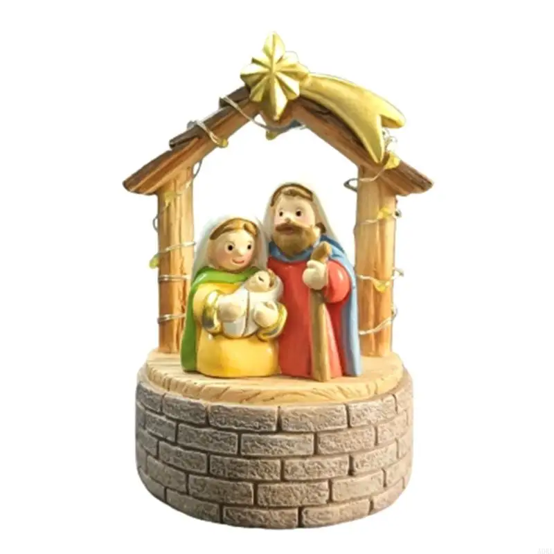 A0KE Stable Nativity Scene Statue Christmas Nativity Figurines Table Ornament Gift