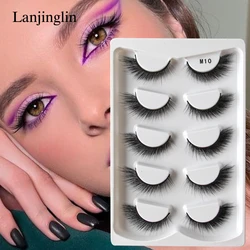 New False Eyelashes 3/5pairs Cat Eyes lash Natural Long Full Strip Lashes Handmade Wispy 3d Mink Faux Cils Extension Makeup Tool